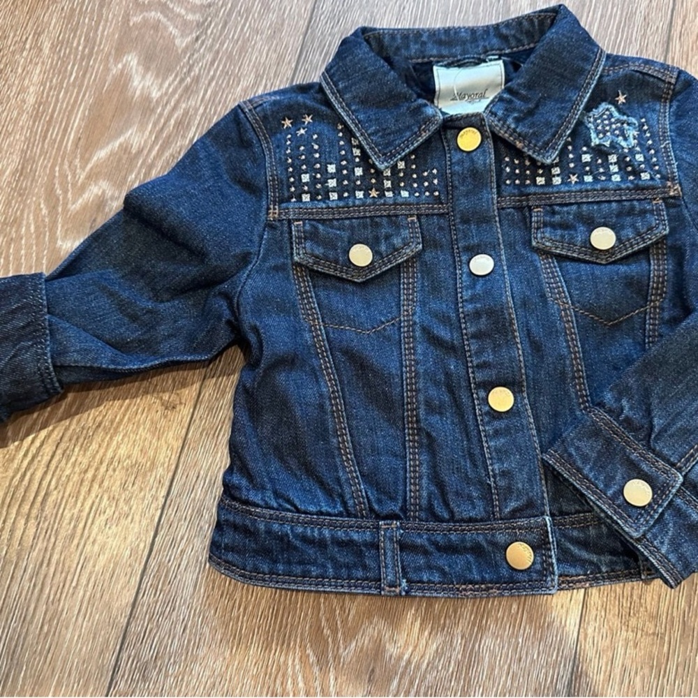 NWT mayoral jean jacket‎ studs and fully velvet lined 4T